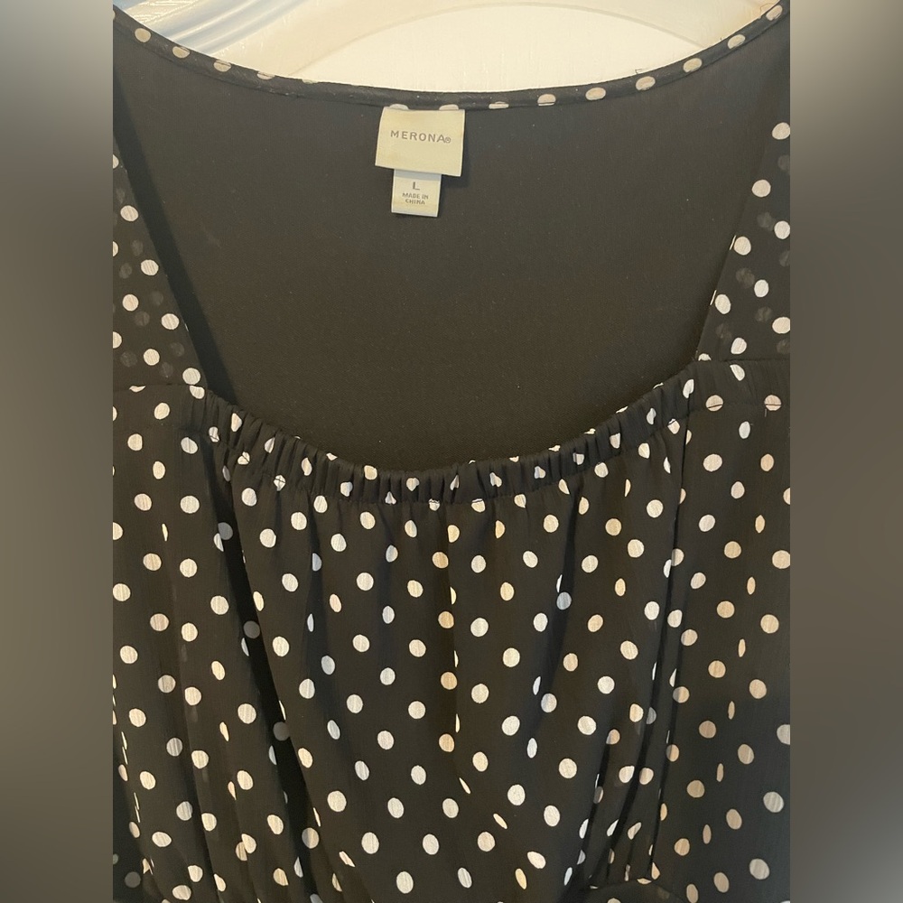 Merona Black and White Polka Dot Midi Dress - Picture 6 of 7